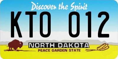 ND license plate KTO012
