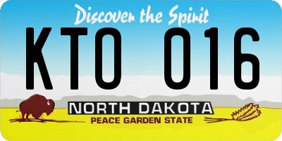 ND license plate KTO016