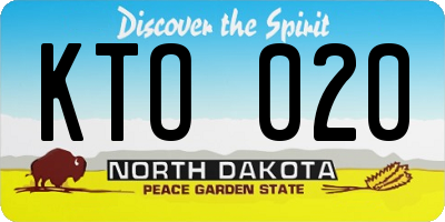 ND license plate KTO020