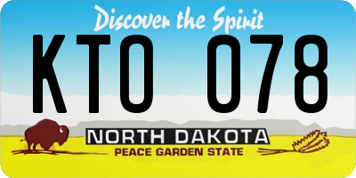 ND license plate KTO078