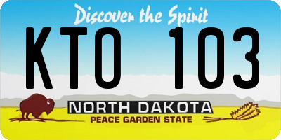 ND license plate KTO103