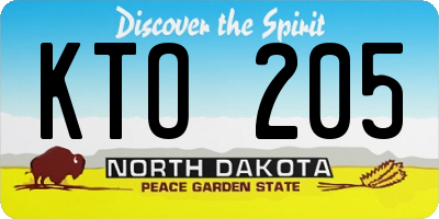 ND license plate KTO205