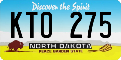 ND license plate KTO275
