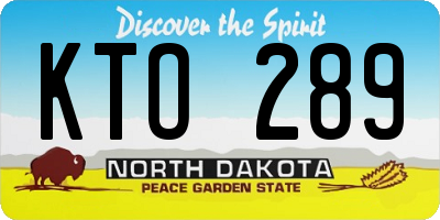 ND license plate KTO289