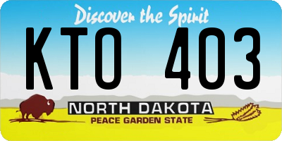 ND license plate KTO403