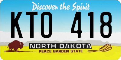 ND license plate KTO418