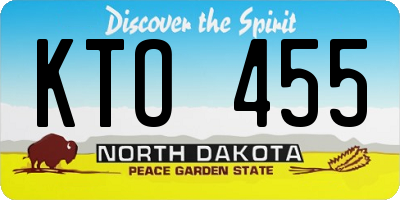 ND license plate KTO455