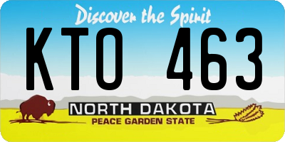 ND license plate KTO463