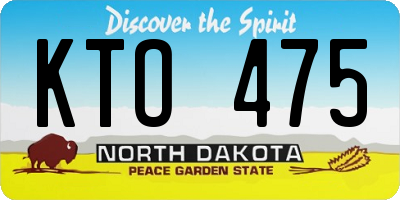 ND license plate KTO475