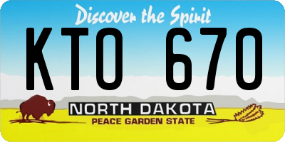 ND license plate KTO670