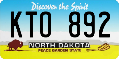 ND license plate KTO892