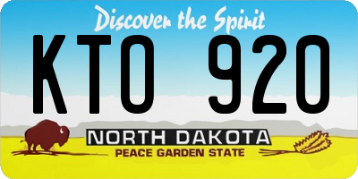 ND license plate KTO920