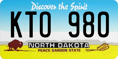 ND license plate KTO980