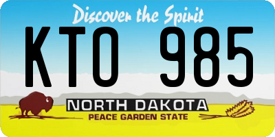 ND license plate KTO985