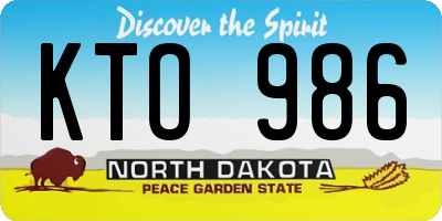 ND license plate KTO986