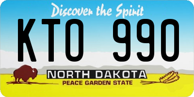 ND license plate KTO990
