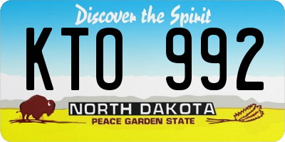ND license plate KTO992