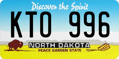 ND license plate KTO996