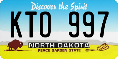 ND license plate KTO997