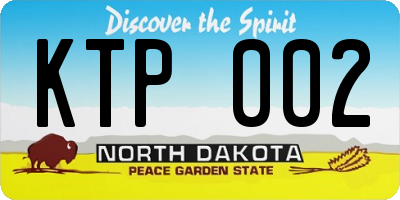 ND license plate KTP002