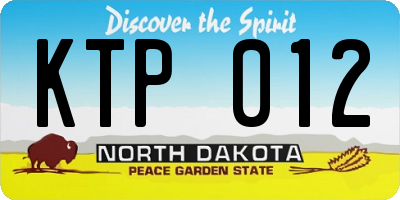ND license plate KTP012