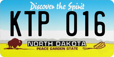 ND license plate KTP016