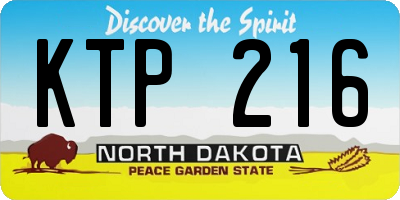 ND license plate KTP216