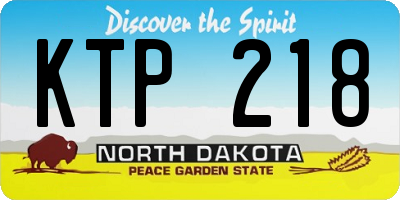 ND license plate KTP218