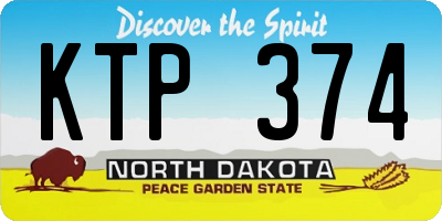 ND license plate KTP374