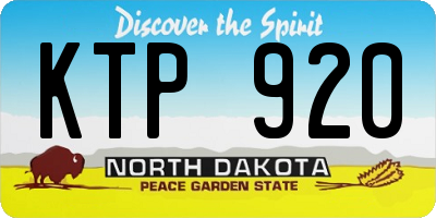 ND license plate KTP920