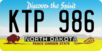 ND license plate KTP986