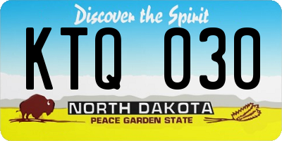ND license plate KTQ030