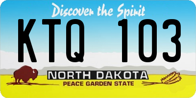 ND license plate KTQ103