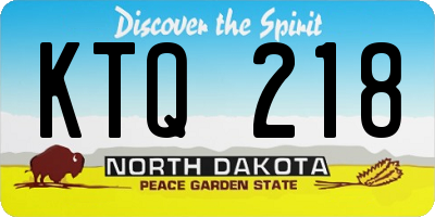 ND license plate KTQ218