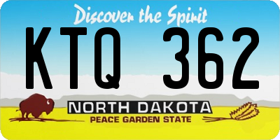 ND license plate KTQ362