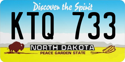 ND license plate KTQ733
