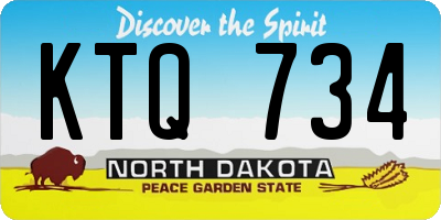 ND license plate KTQ734