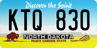 ND license plate KTQ830