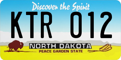 ND license plate KTR012