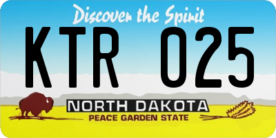 ND license plate KTR025