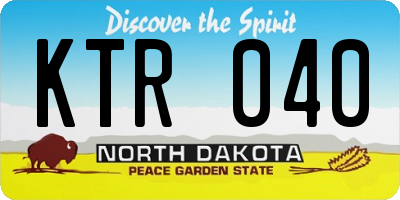 ND license plate KTR040