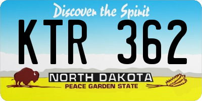 ND license plate KTR362