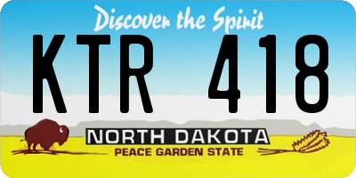 ND license plate KTR418