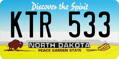ND license plate KTR533