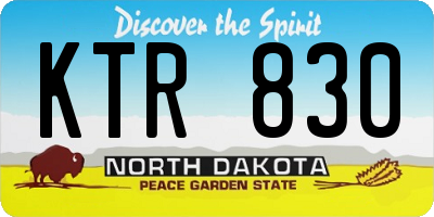 ND license plate KTR830