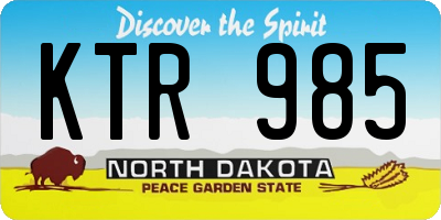 ND license plate KTR985