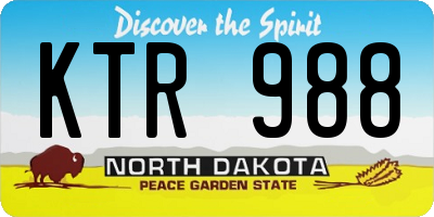 ND license plate KTR988