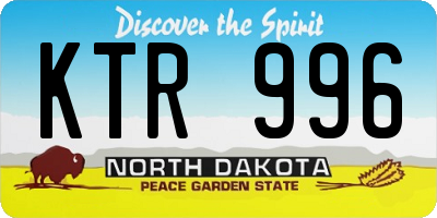 ND license plate KTR996