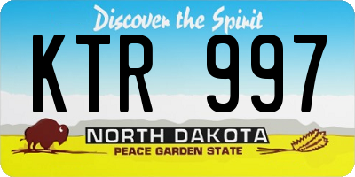 ND license plate KTR997