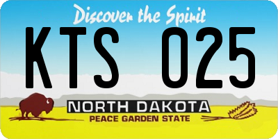 ND license plate KTS025